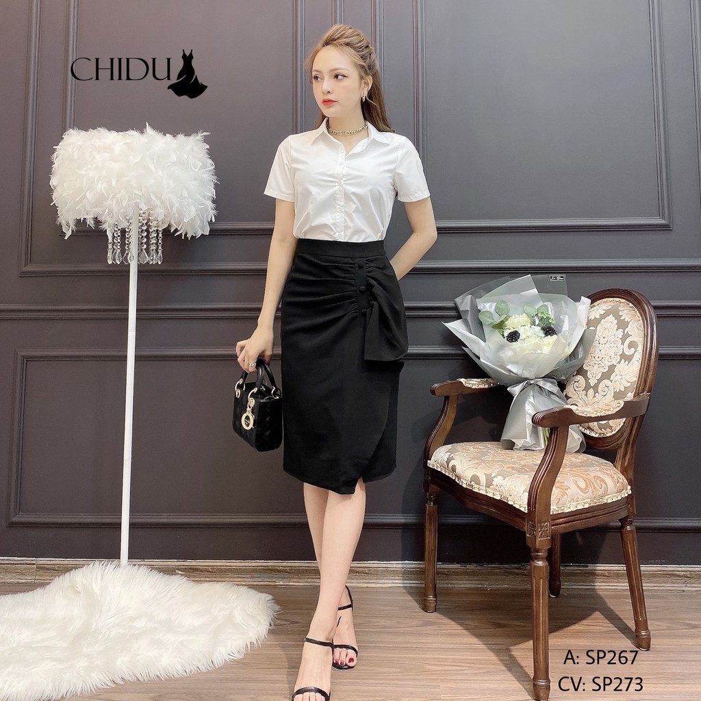 [ Mã WASTAPR giảm 10K đơn 50K] CHIDU Áo sơ mi trắng công sở ngắn tay SP267 | BigBuy360 - bigbuy360.vn