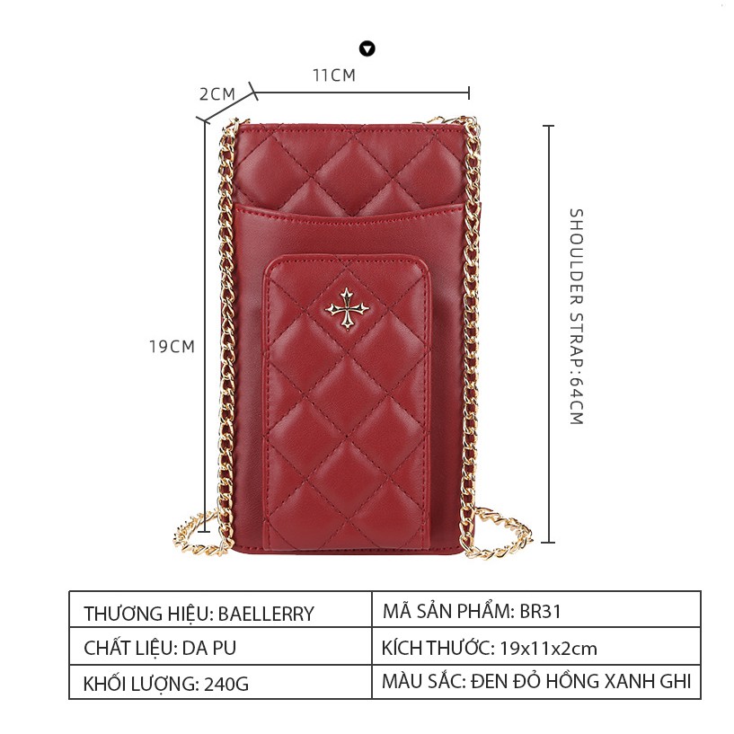 Túi Đeo Chéo Nữ Mini Chính Hãng BAELLERRY Đựng Điện Thoại Phong Cách Vintag Siêu Đẹp BR31 - Mozuno