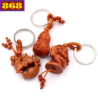 Combo 3 móc khóa gỗ đàn hương hồ lô - Tuổi Ngọ - Tuổi Thân