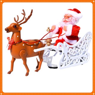 Ông già Noel ngồi xe tuần lộc có đèn nhạc