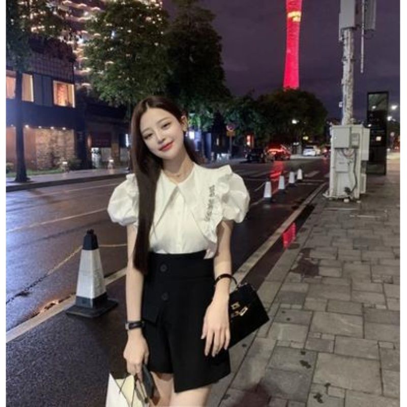Áo Sơ Mi Tay Phồng Cổ Bẻ Thời Trang Mùa Hè 2022 Phong Cách Mới Cho Nữ