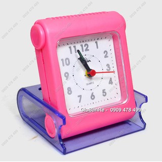 Ms:6486h - đồng hồ báo thức du lịch để bàn xếp gọn tiện lợi - hồng