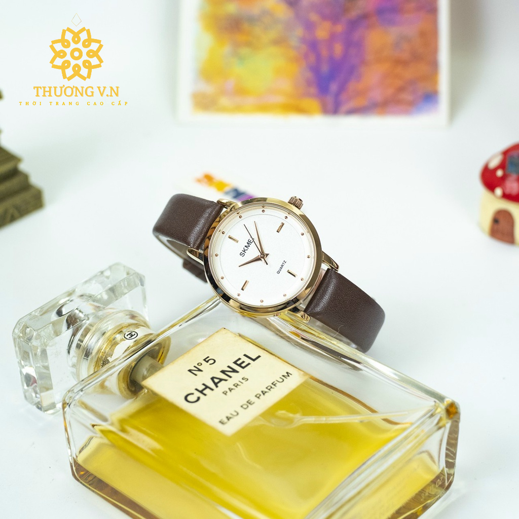 Đồng Hồ Nữ Skmei 1457 Chính Hãng Dây Da Thời Trang Cao Cấp Hình Thật 100% Chống Nước Tốt