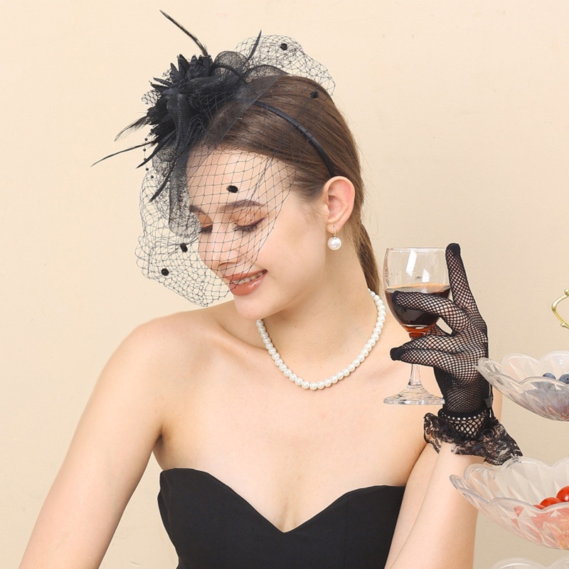 Cài Tóc Hình Vương Miện Đính Lông Vũ Hóa Trang Halloween Cho Nữ