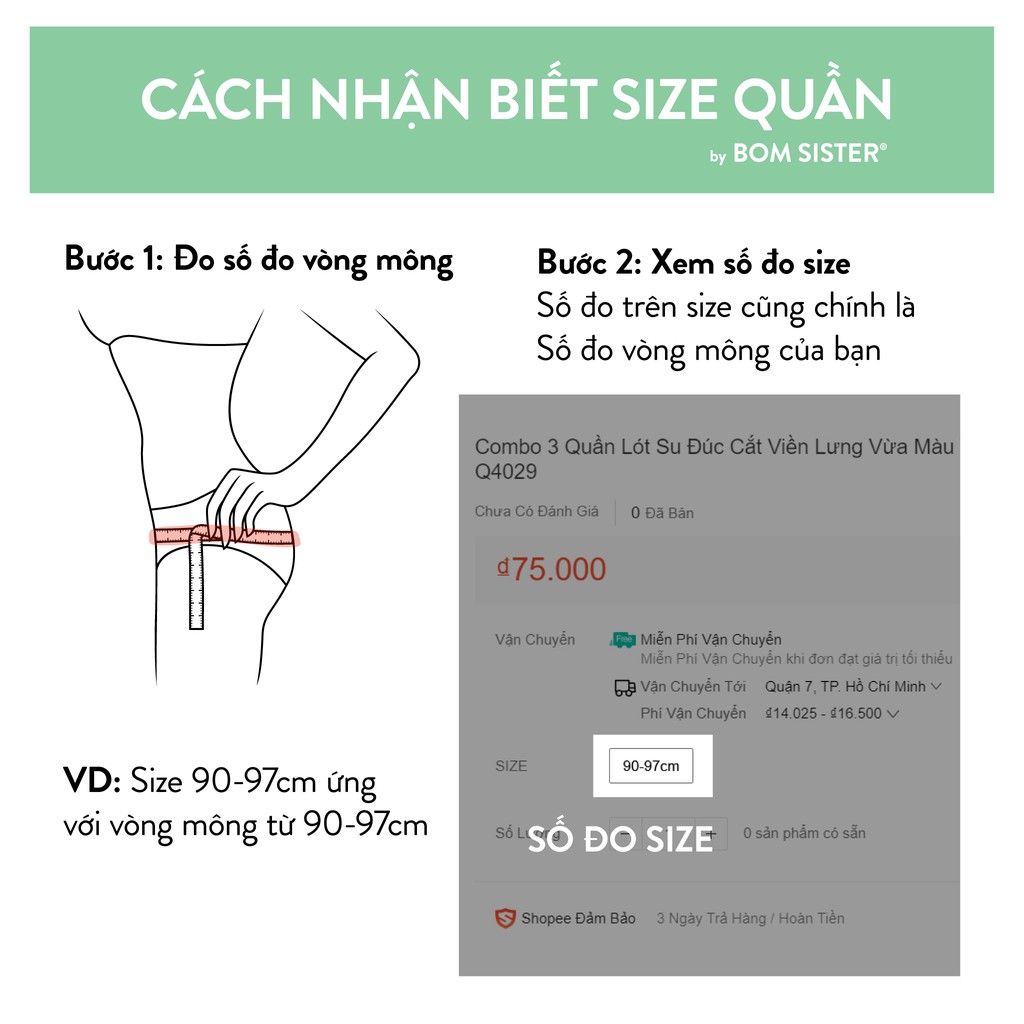 Quần lót su đúc lưng thấp cắt viền màu trơn đáy may BOM SISTER Q0406 | BigBuy360 - bigbuy360.vn