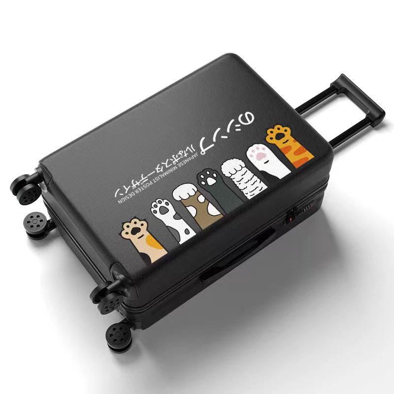 Vali Hình In Hoạ Tiết Tay Mèo Dễ Thương Chất Liệu Nhựa PC+ABS Bền Đẹp 3 Màu Đen, Trắng, Xanh Đủ Size 20/24/28