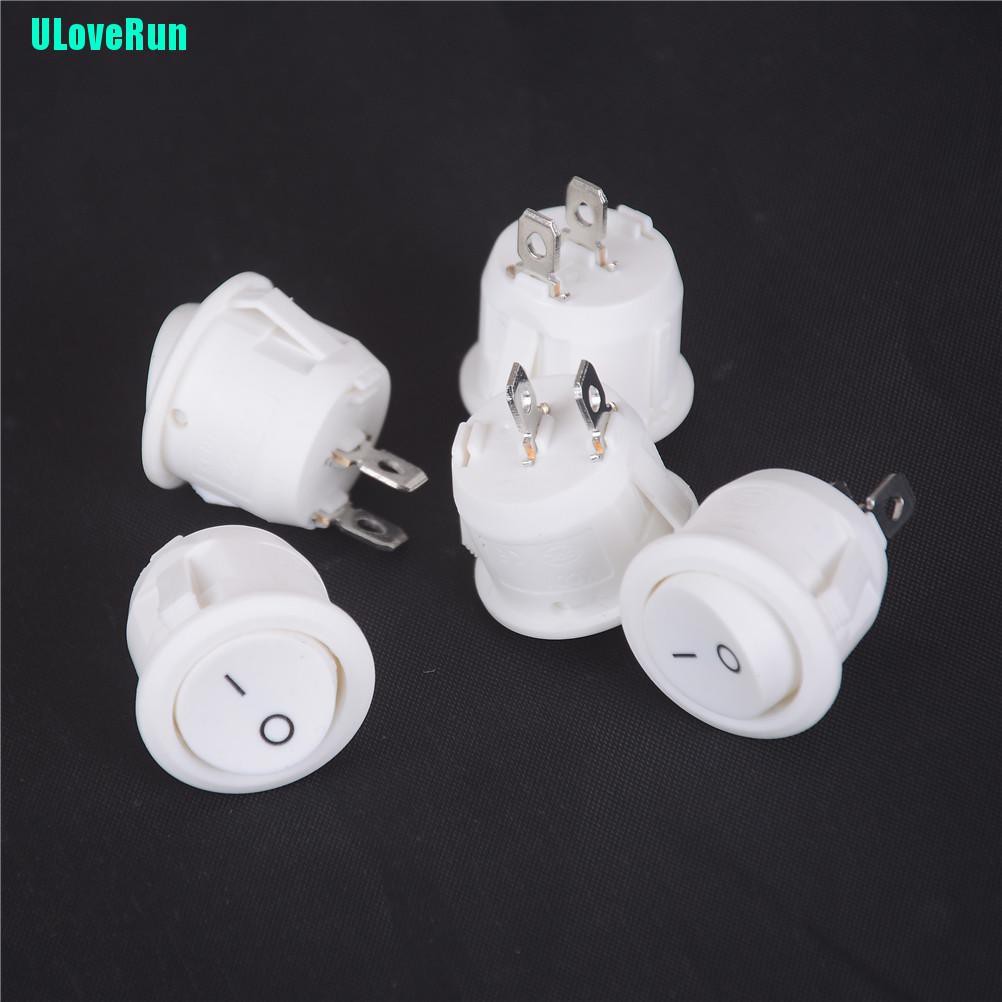 Set 5 Công Tắc Bật / Tắt Hình Tròn Mini 2 Chấu Màu Trắng 20mm