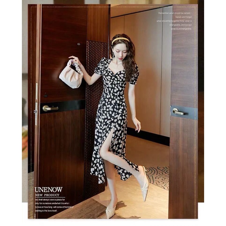 Đầm Tay Phồng Họa Tiết Hoa Cúc Phong Cách Pháp Thời Trang Mùa Hè Mới Dành Cho Nữ 2022