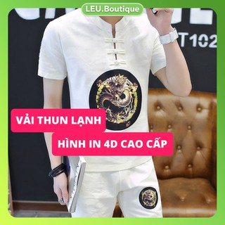 [FREESHIP] Bộ đồ nam mùa hè, vải thun lạnh cổ tàu Ấn Rồng bằng công nghệ 4D, bộ hè nam mặc thoáng mát, thấm mồ hôi