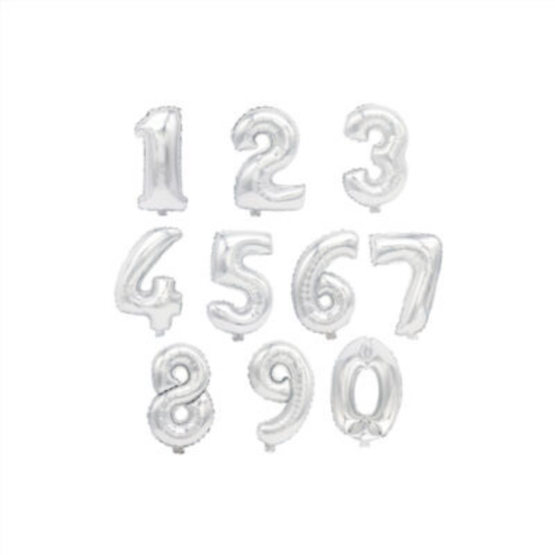 Bóng Số 0-9 Trang Trí Sinh Nhật - Bóng Kiếng 45cm Màu Bạc, Vàng