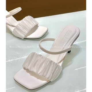 Quốc quai nhún bọc lụa satin lấp lánh gót nhọn