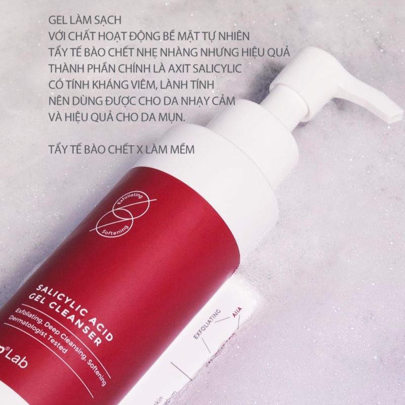 Gel Rửa Mặt Cho Da Mụn Nhậy Cảm BHA SNP LAB Salicylic Acid Gel Cleanser Dịu Nhẹ Sạch Sâu Ngừa Mụn 150ml