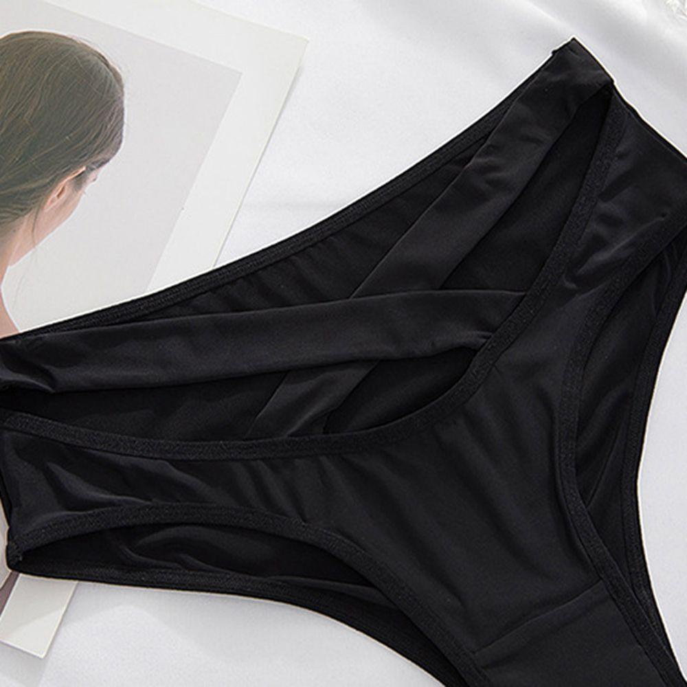 OCEANMAP Quần Lót Cotton Đan Chéo Dây Lưng Màu Trơn Thời Trang Cho Nữ