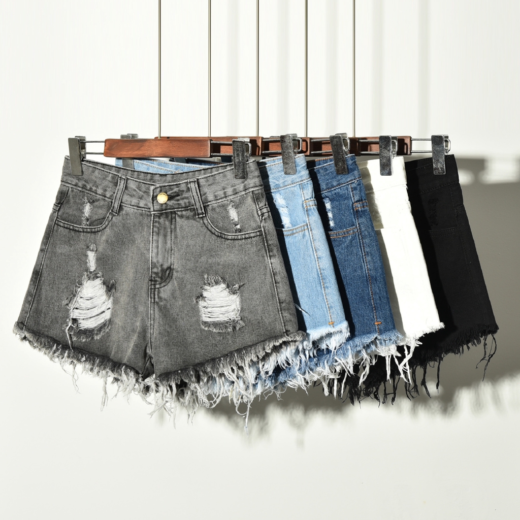 Quần Short Jean Lưng Cao Plus Size Cho Nữ