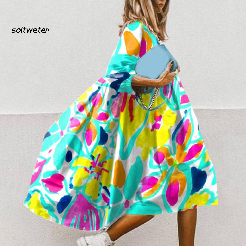 Đầm Đi Biển Tay Lửng Mềm Mại Phong Cách Boho