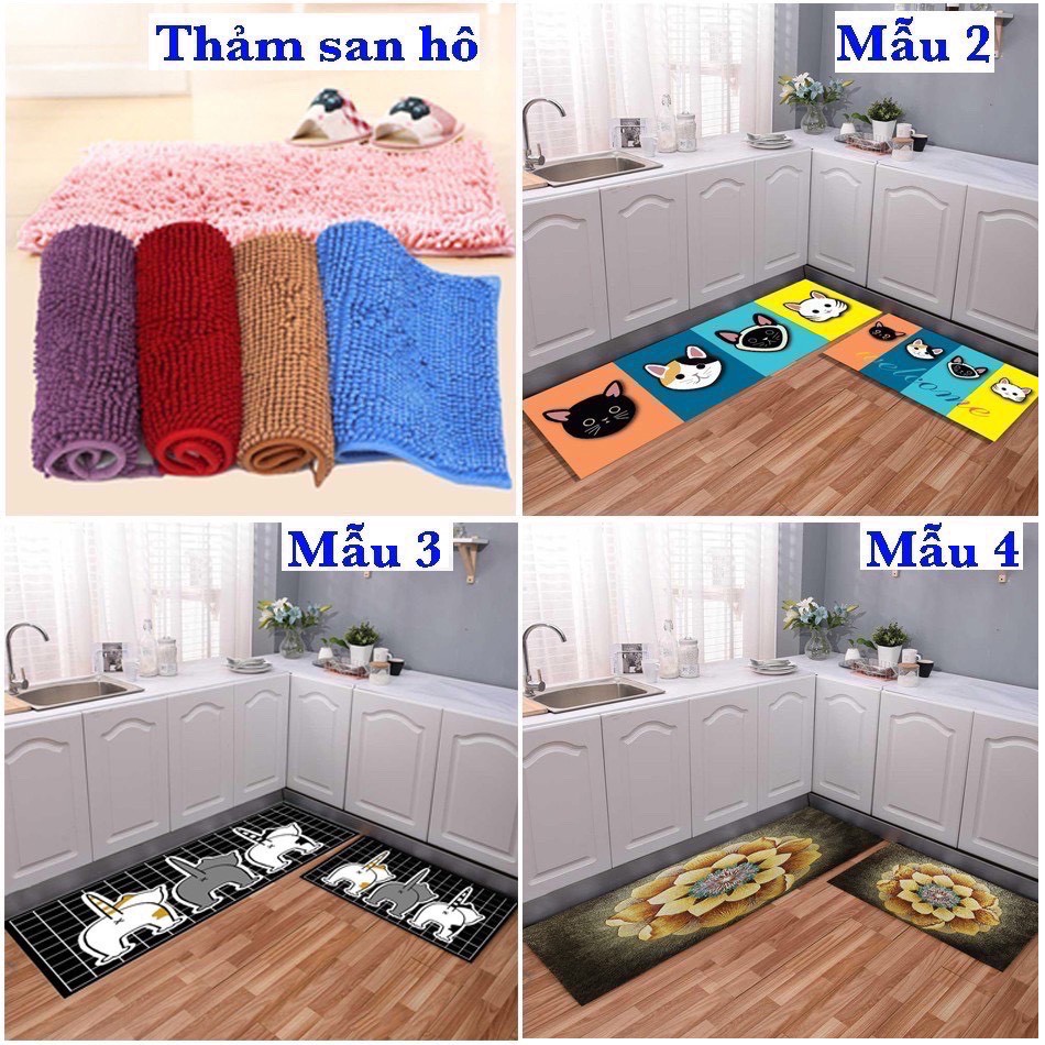 Bộ 2 thảm bếp vải polyester thấm nước chống trượt phong cách hiện đại