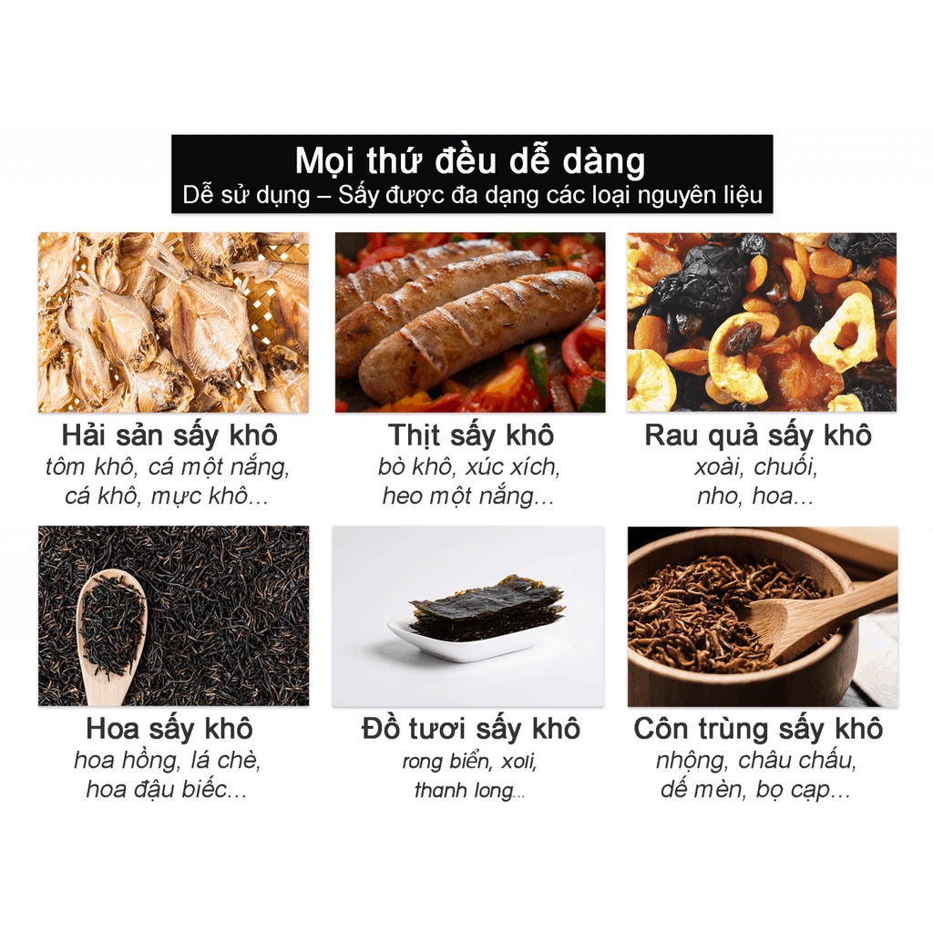 Máy Sấy Thực Phẩm Thế Hệ Mới Ge Black 12 Khay