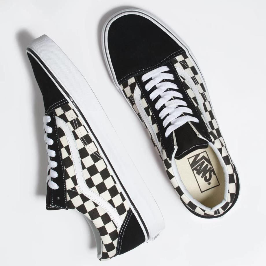 Giày thể thao nữ freestyle VANS OLD SKOOL PRIMARY CHECK BLACK / WHITE real secondhand