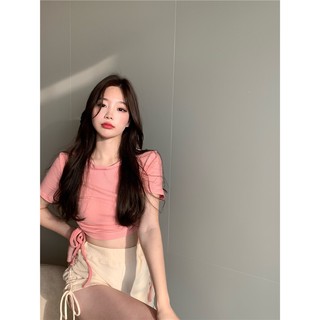 Áo thun croptop dây rút