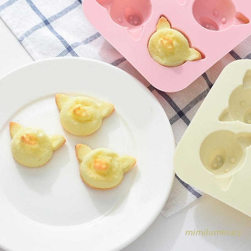 Khuôn silicone tạo hình làm bánh kẹo hình chú heo 3D DIY