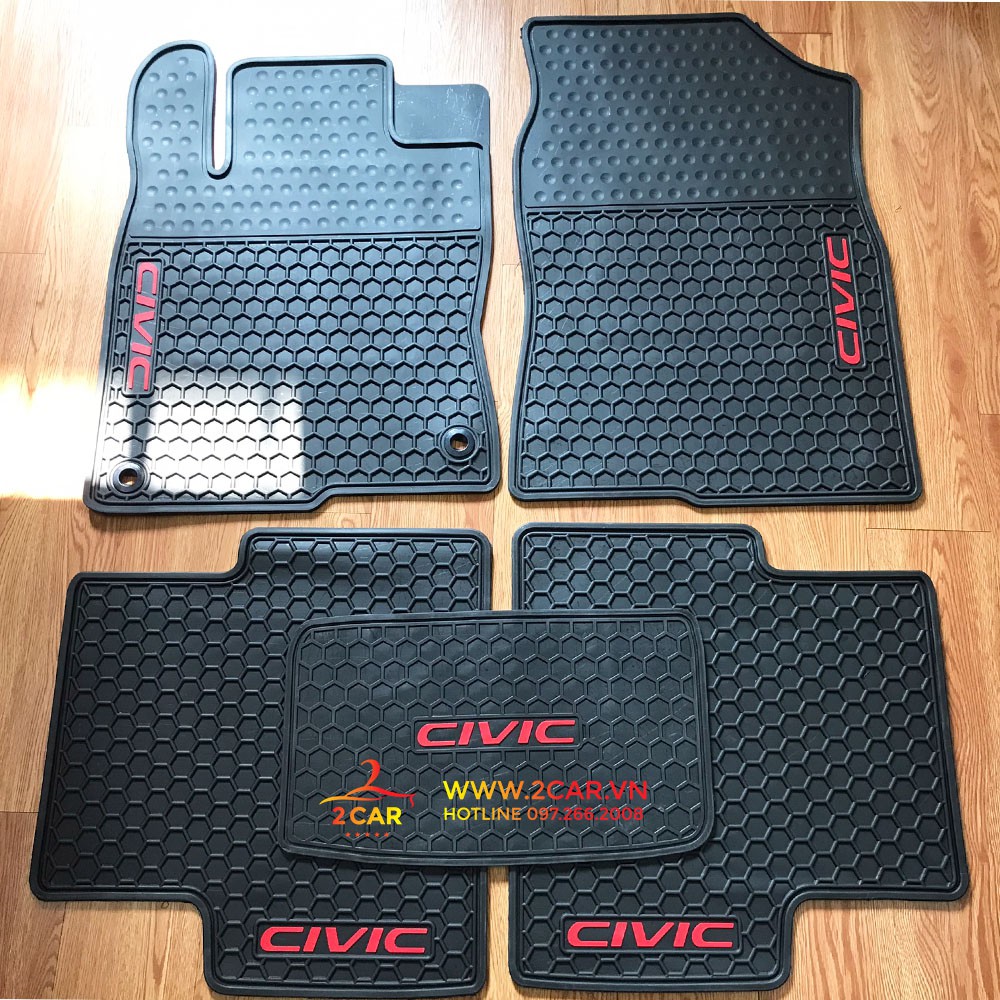Thảm lót sàn cao su Honda Civic 2017- 2021 cao cấp, không mùi, dễ vệ sinh