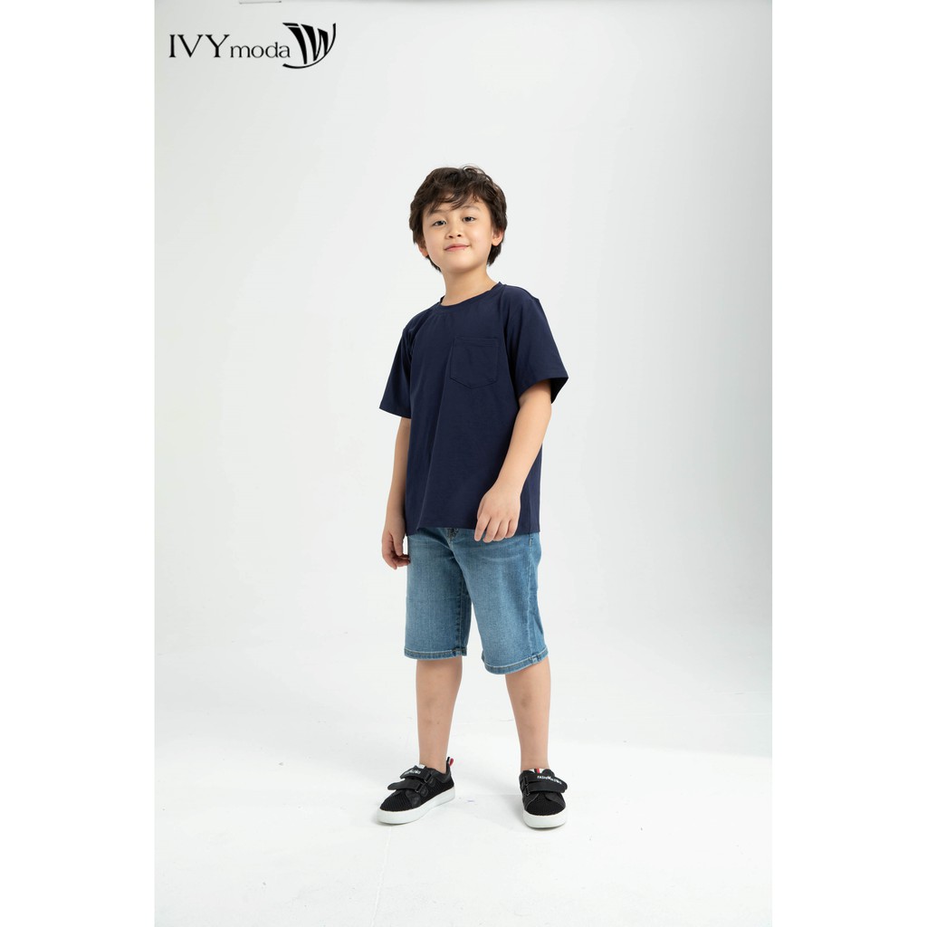 Áo thun trơn túi vuông bé trai IVY moda MS 57K1250