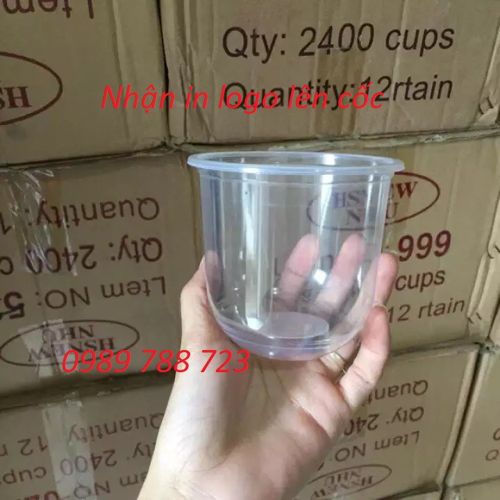 Combo 50 cốc nhựa Chữ U 360ml cốc U360 - ly nhựa dùng để đựng tàu hũ, kem sữa chua hạ long, trà sữa