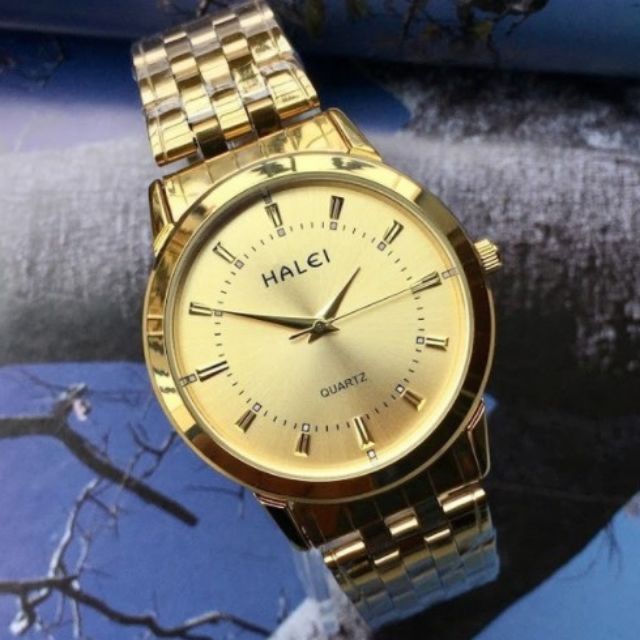 Đồng Hồ Nam HALEI dây vàng mặt vàng thể hiện phong cách | BigBuy360 - bigbuy360.vn