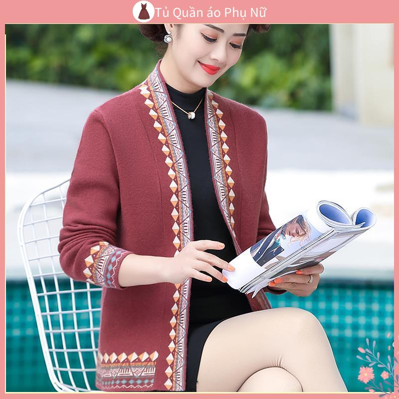 / O Len n > h n qu > Áo Khoác Cardigan Dệt kim Mỏng Phong Cách Dân Tộc Mùa Xuân Thu Plus Size Cho Phụ Nữ Trung Niên