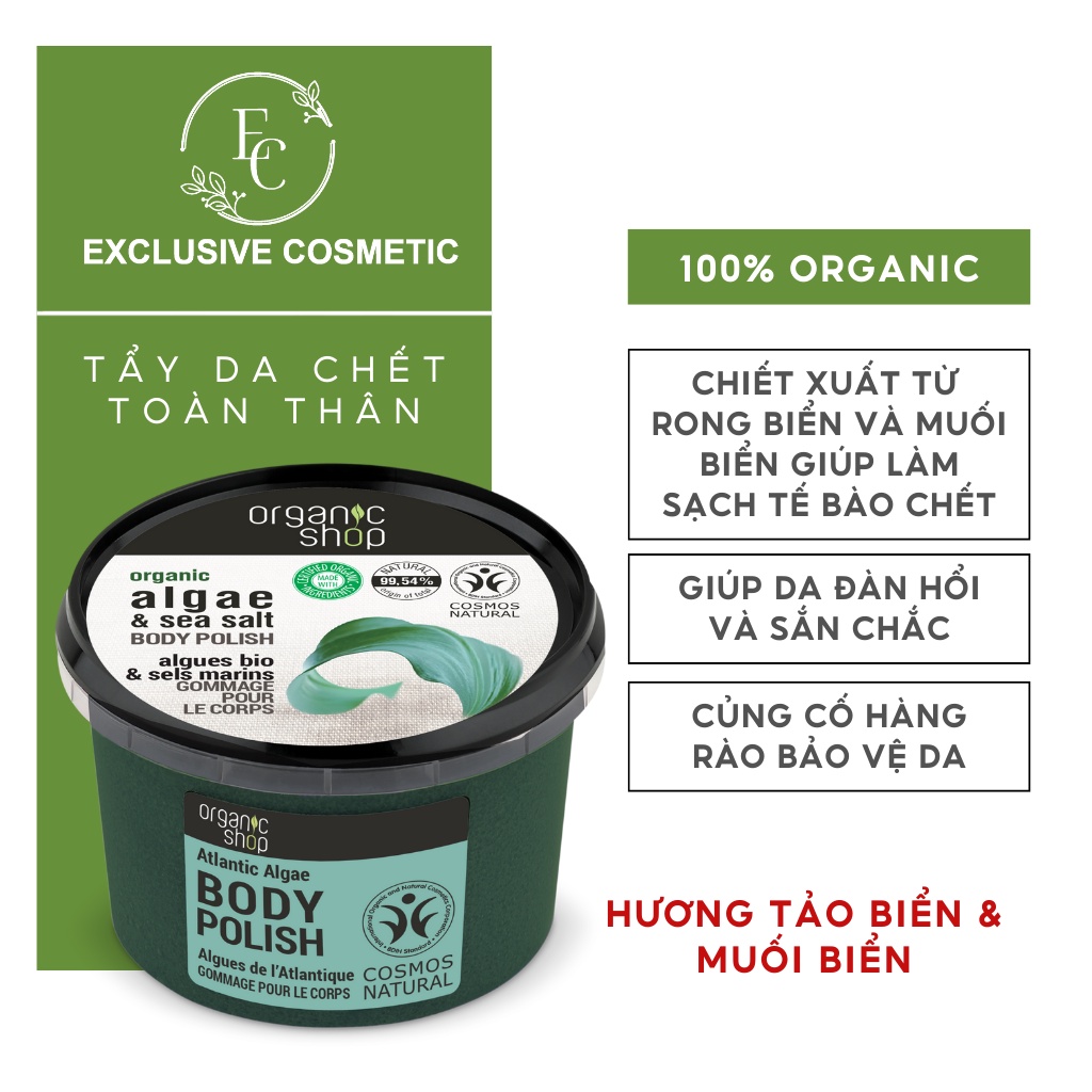 Tẩy tế bào chết toàn thân Organic Shop Body Scrub Atlantic Algae 250ml