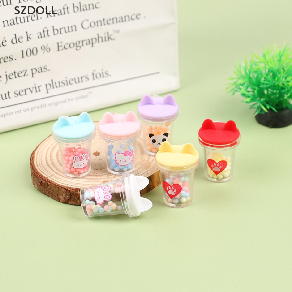 2 Móc Khóa Hình Ly Trà Sữa Tai Mèo Diy Trang Trí Nhà Búp Bê