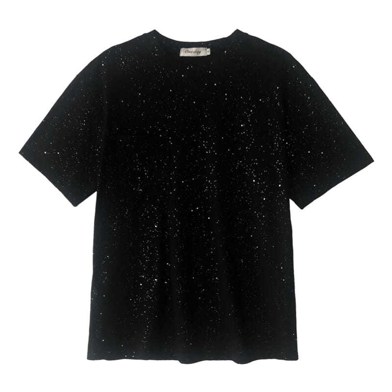 Áo Thun Tay Ngắn Đính Kim Sa Lấp Lánh Phong Cách Hàn Quốc Dành Cho Nam