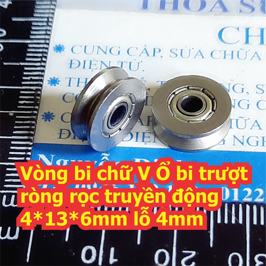 2 cái Vòng bi chữ V Ổ bi trượt ròng rọc truyền động 4*13*6mm lỗ 4mm kde7809