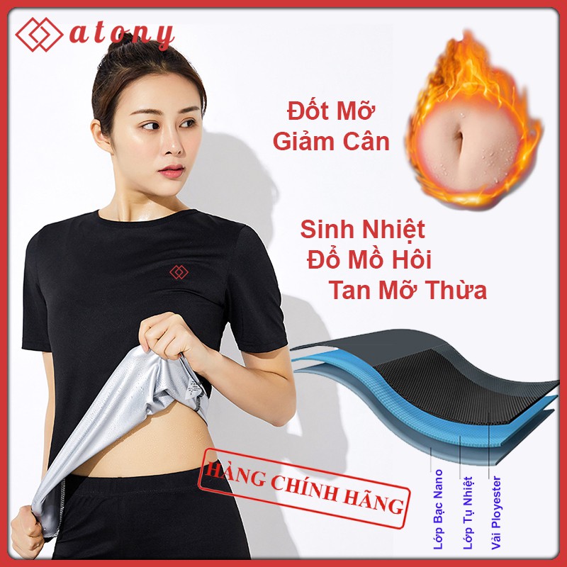 Áo Sinh Nhiệt Giảm Mỡ Bụng ATONY Chính Hãng, Tráng Nano Bạc Nhật Bản Giúp Đổ Mồ Hôi, Đốt Mỡ Thừa, Giảm Eo, Vai, Bắp Tay