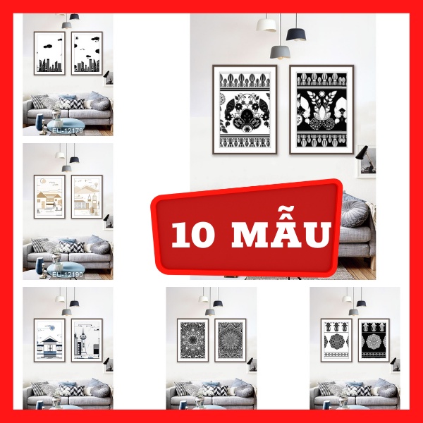 Bộ 2 - Tranh treo tường - Trang trí phòng khách Hiện đại/Gỗ MDF Hàn Quốc chống ẩm mốc, mối mọt TD21