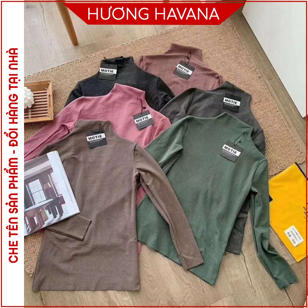 Áo giữ nhiệt nữ cổ 3cm chất cotton tăm trong túi zip xịn FA05