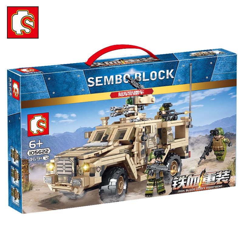 Đồ chơi lắp ráp Xe Jeep Bọc thép quan đội Mỹ - Sembo Block 105622 Armored Truck U.S Army