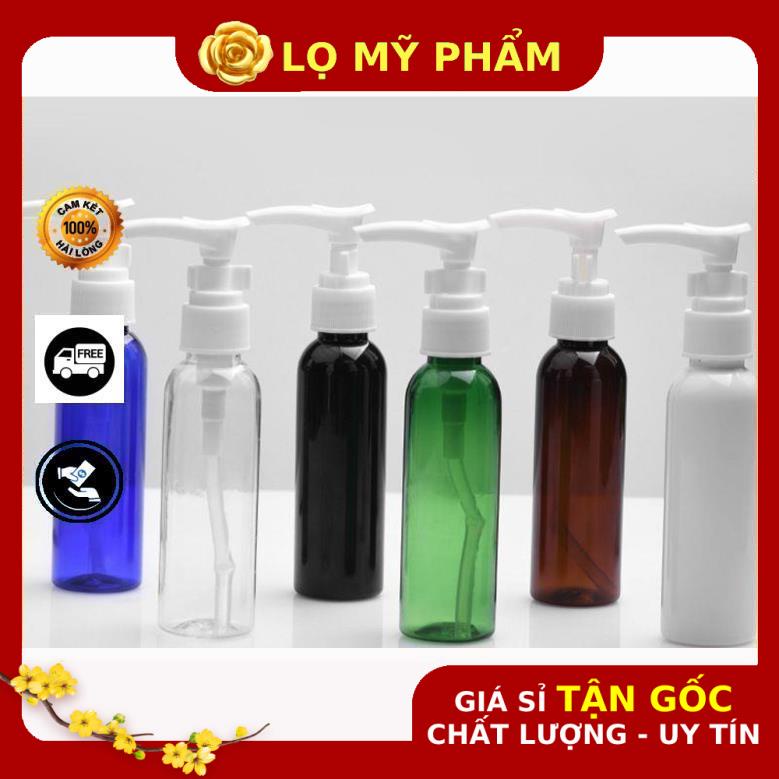 Chai Chiết Mĩ Phẩm ❤ GIÁ TỐT NHẤT ❤ Chai nhựa pet vòi nhấn sữa tắm 50ml,100ml chiết mỹ phẩm , phụ kiện du lịch