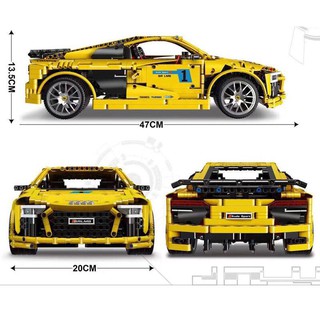 (HÀNG CÓ SẴN )MOULD KING 13127  - LEGO TECHNIC AUDI R8 YELLOW CAR