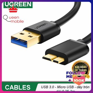Dây cáp Micro USB 3.0, mạ vàng, dài từ 0.25-2M UGREEN US130 có dạng dây dẹt và tròn