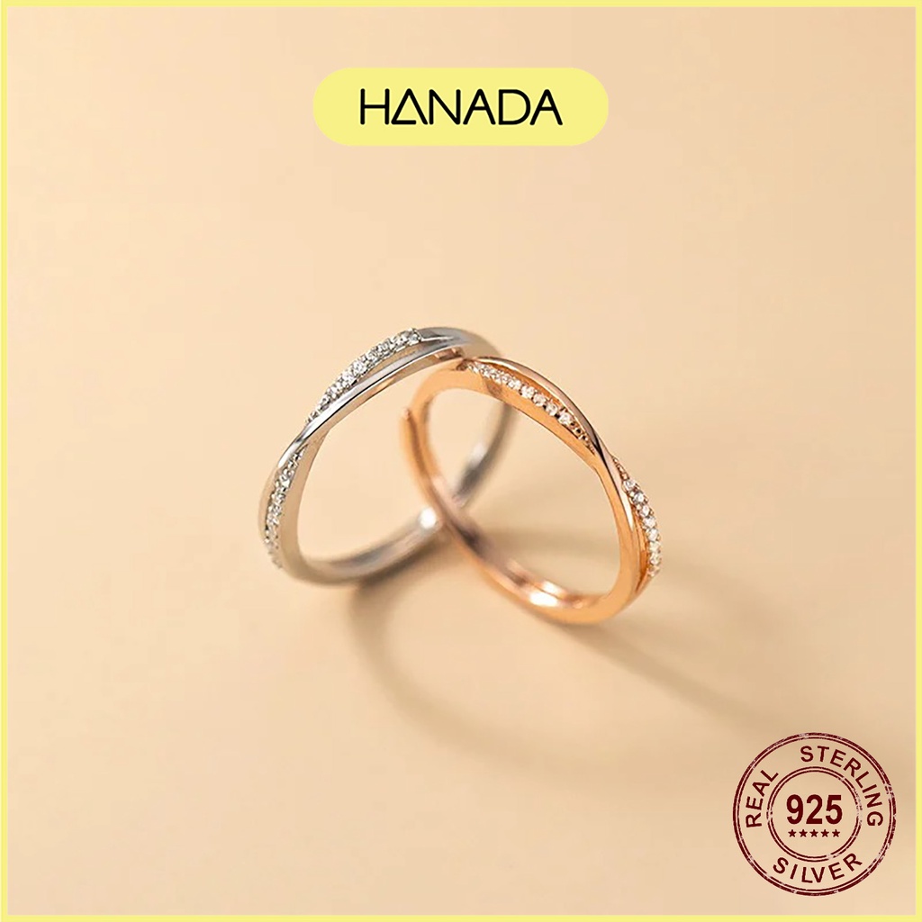 Nhẫn Bạc 925 Hanada Chéo Đá Mảnh 0815 O7