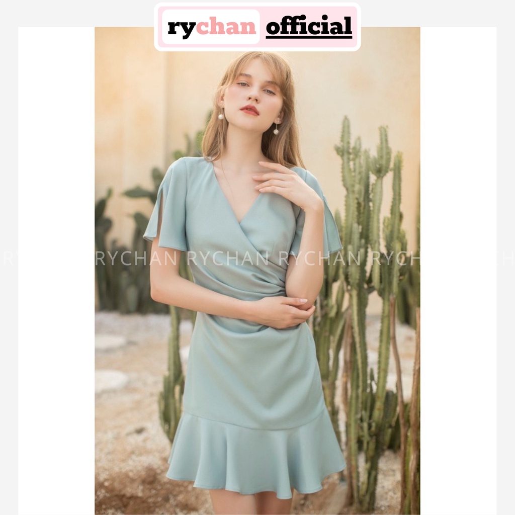 Đầm Xòe Mint Nhún Eo Đắp Chéo - DX022