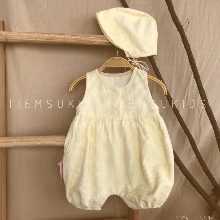 HÀNG TRẺ EM THIẾT KẾ - Romper nhung tăm kèm mũ cho bé trai bé gái