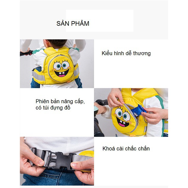 [PHIÊN BẢN NÂNG CẤP CÓ TÚI 2 TRONG 1] Đai An Toàn Cho Bé Đai Ngồi Xe Máy - Đai An Toan Cho Trẻ