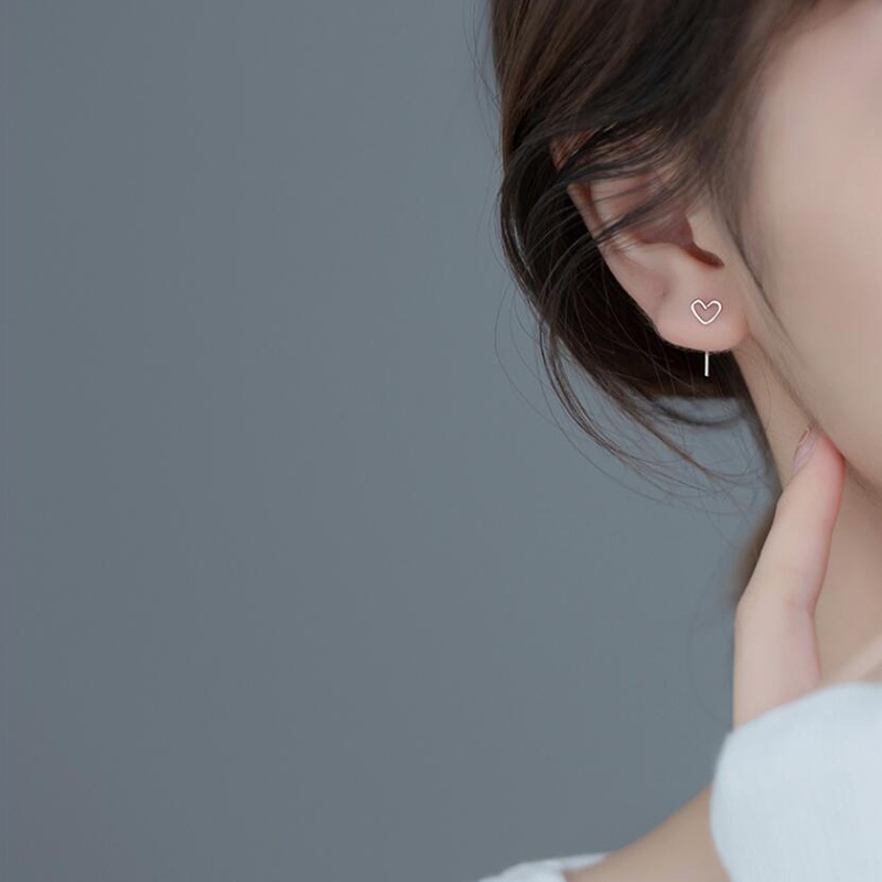 Bông tai bạc hình trái tim độc đáo thời trang dành cho nữ