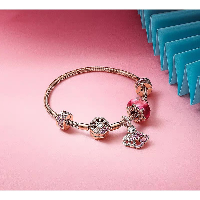hạt charm pan vương miện đính đá phối màu bạc s925 cao cấp
