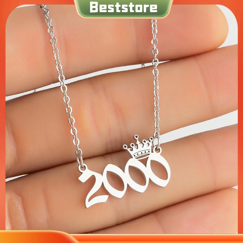 Vòng cổ mặt hình năm sinh vương miện mới bằng thép không gỉ cho nữ