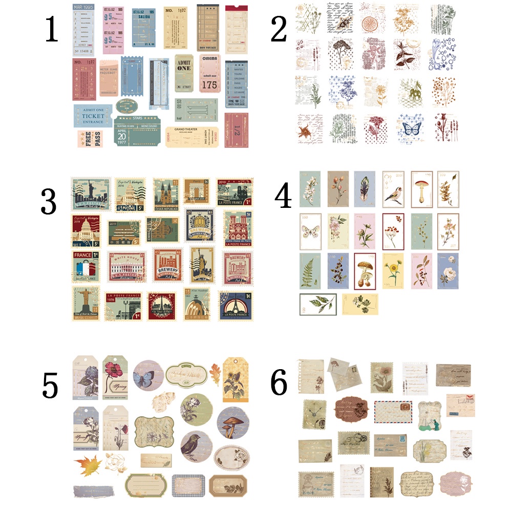 Bộ 40 Miếng Dán Trang Trí Sổ Tay Phong Cách Vintage Diy