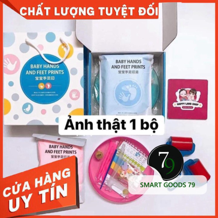 [ Chính Hãng ] [Freeship 204] Bộ khung hộp in dấu vân chân tay chân cho bé sơ sinh lưu dữ kỷ niệm bằng đất sét