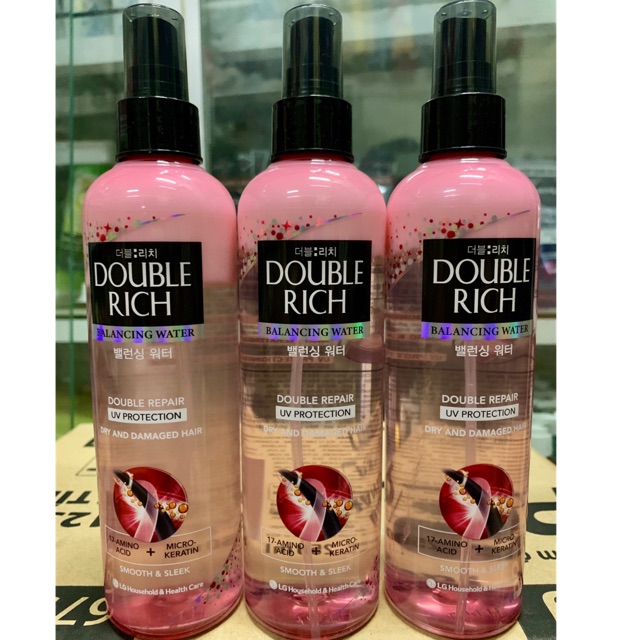 Xịt Dưỡng Tóc Double Rich chăm sóc tóc khô xơ và hư tổn 250ml ( mầu hồng )